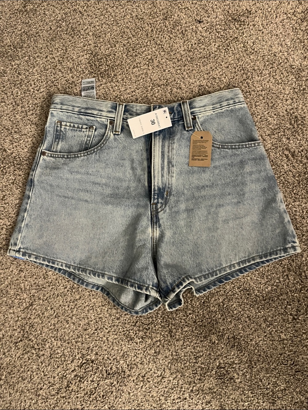 Levi's Faded Light Blue High-Waist Denim Shorts